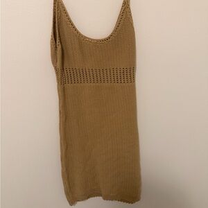Tan Knit Sleeveless Dress